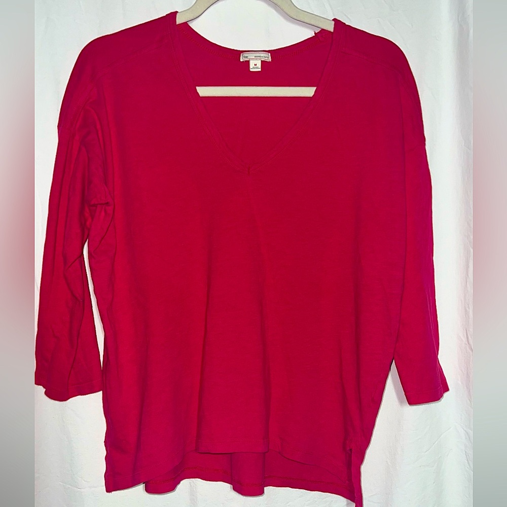 GAP dark pink loose fit 3/4 arm shirt